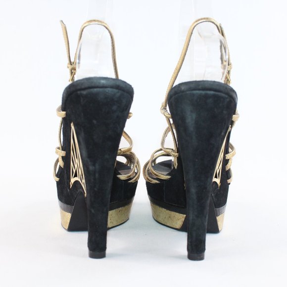 Sam Edelman TILLIE Blk Gld Stiletto Platform Heels #135 - Picture 6 of 12